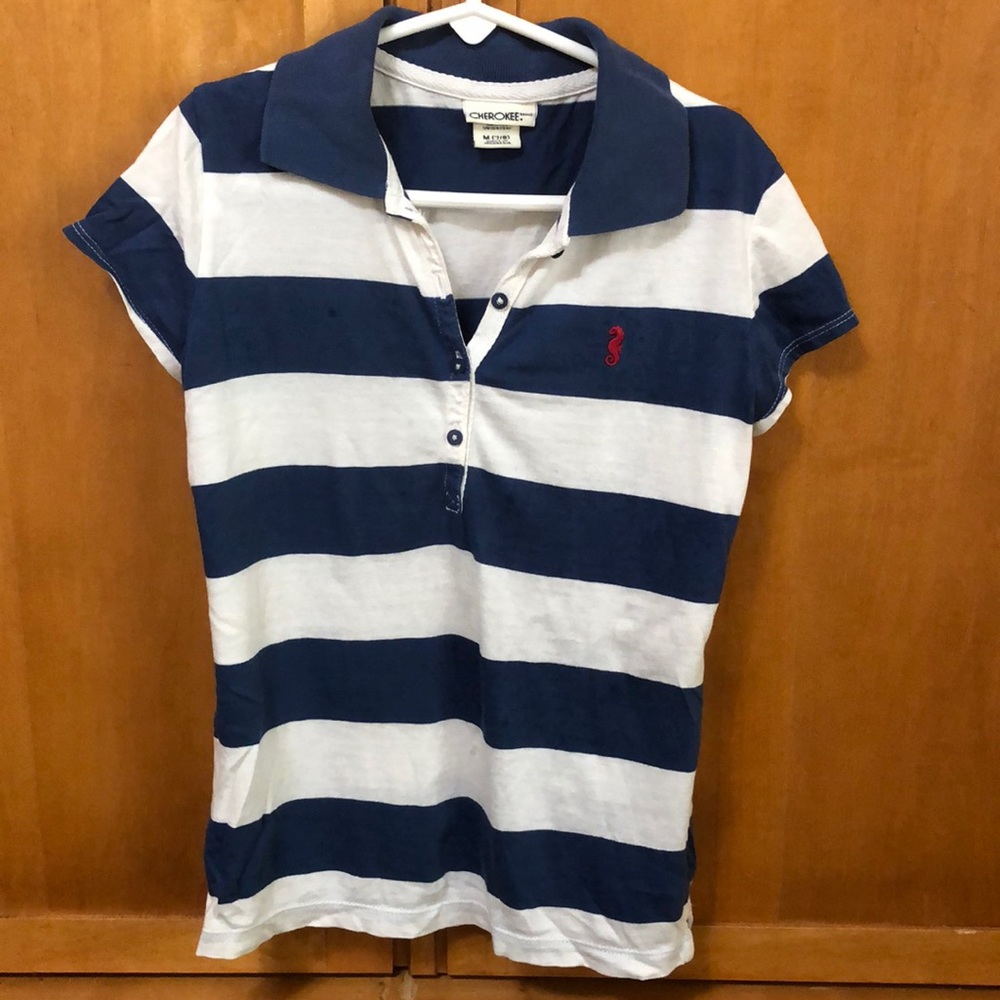 Cherokee blue and white striped kids shirt!